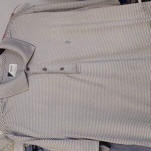 IZOD GOLF 🏌️‍♂️Large Striped Polo Short Sleeve Small Grey Stripes Pull Over